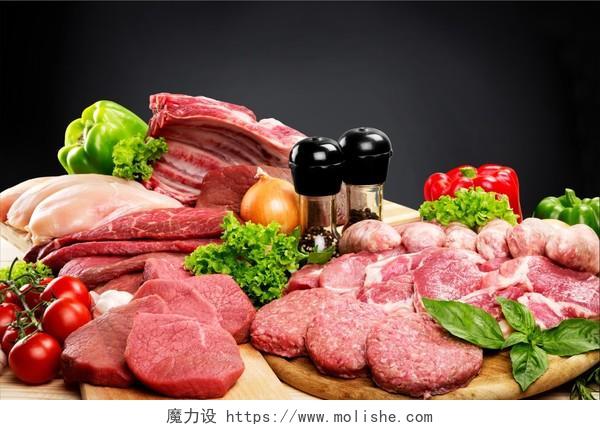 叶子绿叶食物肉类新鲜猪肉瘦肉各种肉类